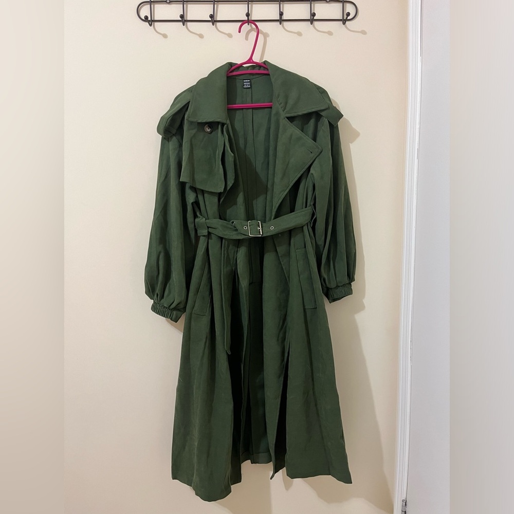 Green trench coat